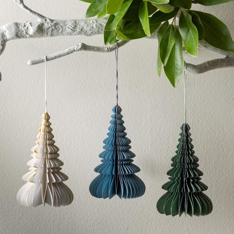 Blue Hand-Cut Honeycomb Paper Tree Ornament, 6